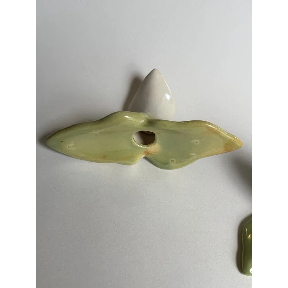 Vintage MCM Calla Lily Ceramic Candle Holders Pair Floral Muted Tones